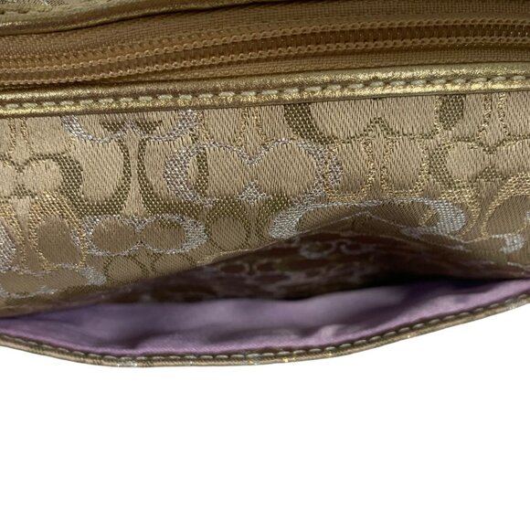 COACH Mini Signature Optic Lurex 40958 Shoulder Handbag Gold/Silver NO Tag EUC - Picture 12 of 13